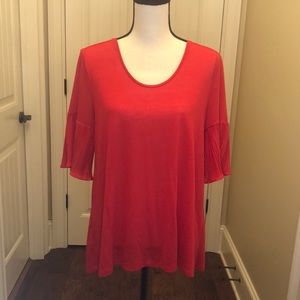 Loft red flutter sleeve shirt